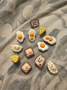 Jibbitz Breakfast Charms in White, Yellow, Brown and Cream